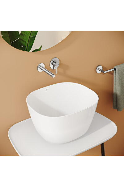 VitrA Origin A42581 Ankastre Lavabo Bataryası, İki Rozetli, Sıva Üstü, Krom