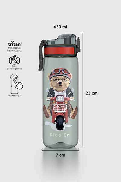 Renga Rybo-X Desenli 630 ml Tritan Çocuk Matara 912163 Siyah