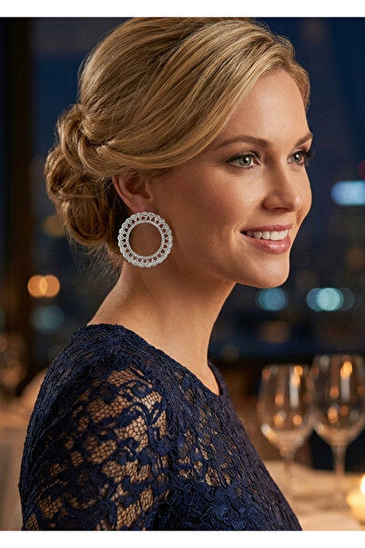 Duke Nickle أقراط مستديرة من حجر الزركون Rdpk5104