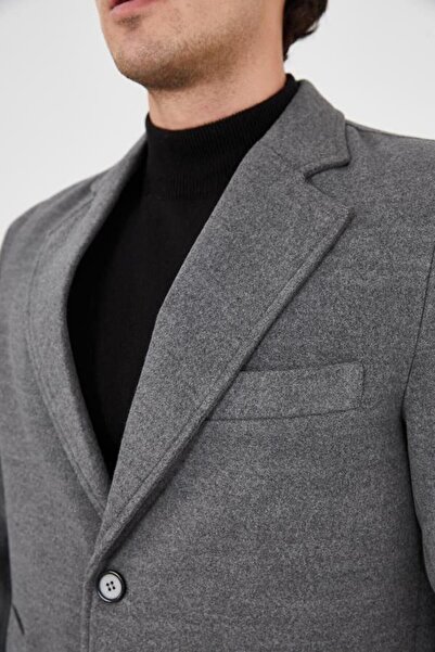 RUVEN TEKSTİL Jacket Collar Checked Coat