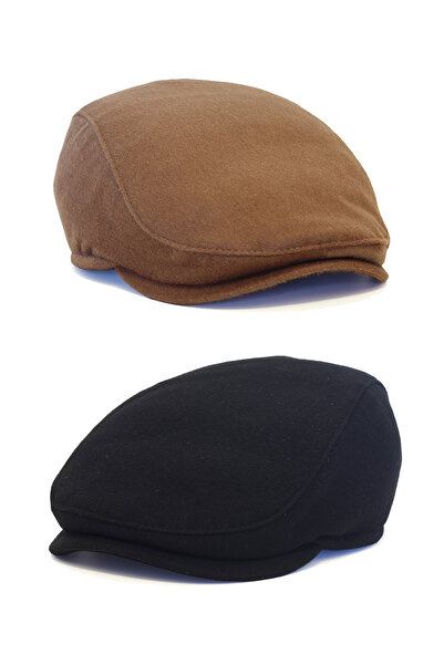 Capstories طقم قبعة شتوية مكون من قطعتين - قماش صوف كشمير - قبعات مقاس قياسي