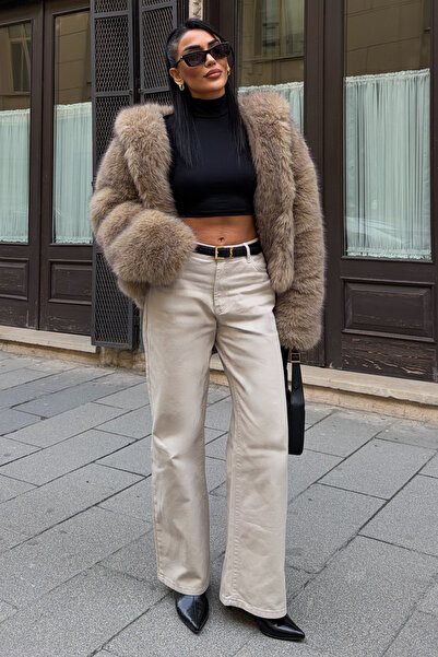 Lijuri Pantaloni largi din gabardină bej 0093 R4-I-K4