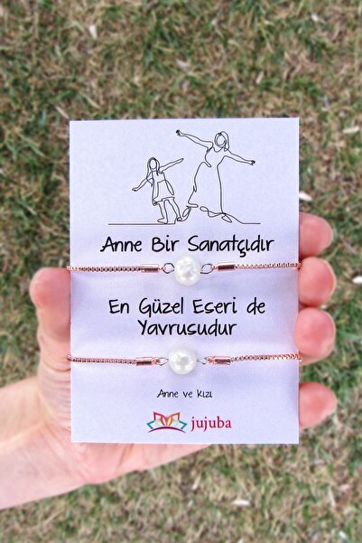 Gerçek Inci Anneler Günü anne Kız Çocuk Zincir Bileklik