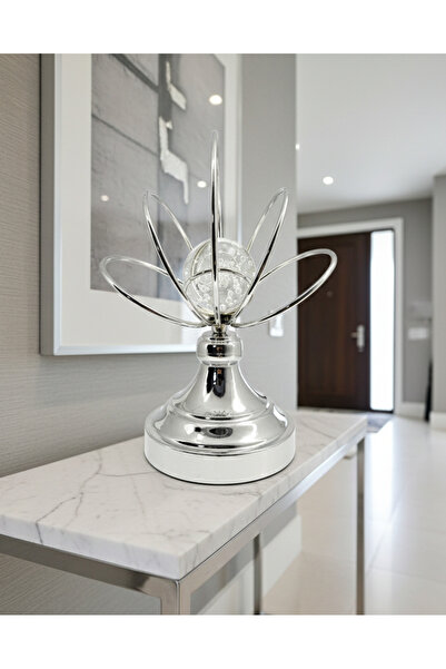 Decodelight Krom Kaplama Metal Ayak Baloncuklu Taşlı Ev Salon Aksesuar Krom Y...