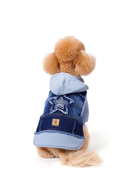 fouramour سترة بيبي بلو بغطاء للرأس من الدنيم