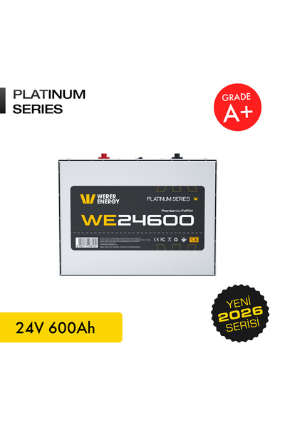 WERER ENERGY 24V 600Ah LiFePO4 Platinum Series Bluetooth'lu Lityum Demir Fosf...