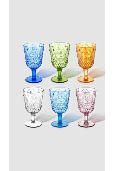 es home collection Mix Ayaklı Bardak Renkli Kadeh 450 ML KARIŞIK RENK 6 adet ...