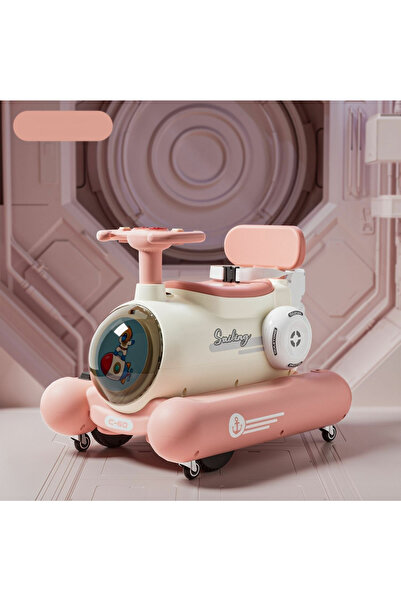 Generic 2-in-1 Electric Spacecraft Sliding Balance Bike 4 Wheels Kids Swing C...