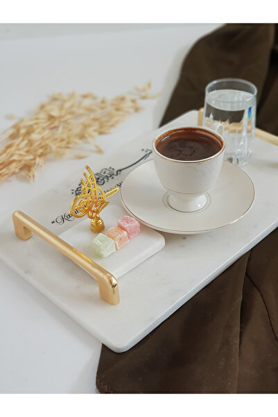 ioadesign Enfal - Groom's Coffee Set - Real Fine Marble Tray (32x20cm), Cup, ...