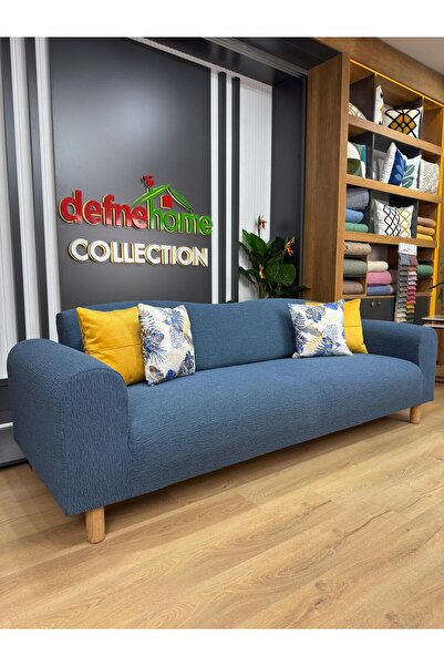 defnehome collection Jakarlı Düz Desen 3-3-1-1 Lastikli Kanepe Örtüsü | Lasti...