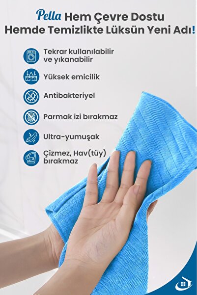 pella 6'lı Tezgah Bezi Ithal 40x40cm Yüksek Su Emici Mutfak Temizlik Bezi