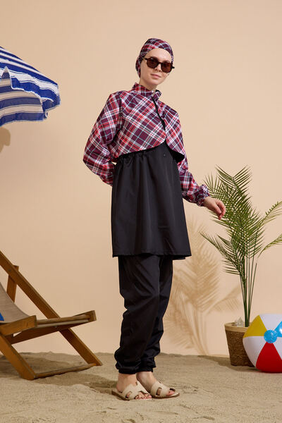 GAVLİA Kadın Tesettür Mayo 3'lü Set-Yarım Fermuarlı..