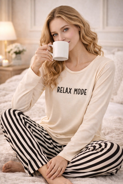 Mihra Milan Kadın Uzun Kollu Pijama Takımı - Rahat ve Şık Ev Giyim