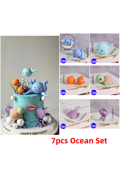 Choice29 مجموعة تزيين الكيك البحرية المكونة من 7 قطع، كما هو موضح في الصورة، ...