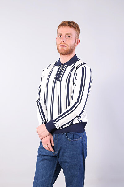 Mckanzie 3006 Pulover cu fermoar cu guler cămașă cu model vertical