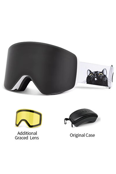 Choice Black set OZZ Winter Professional Men Women Ski Goggles Set Magnetic Q...