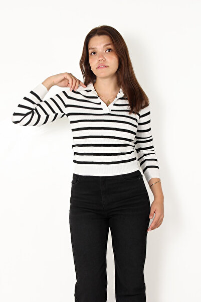 Mckanzie 2058 Pulover cu guler polo cu nasturi în dungi