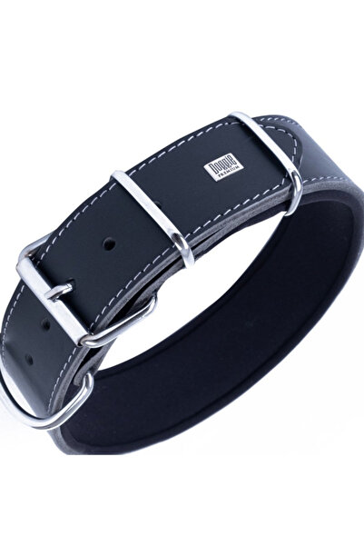 Doggie طوق كلب جلدي متين أسود كبير 5x60-70 سم