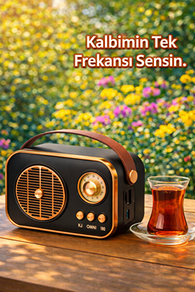 Maybax Nostaljik Görünümlü Retro Radyo TF Kart Bluetooth USB FM Radyo Destekl...