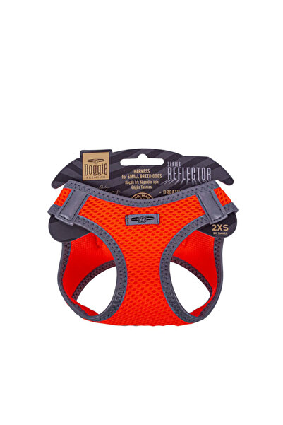 Doggie طوق صدر للكلاب من نوع هافالو منسوج عاكس للضوء Xxsmall برتقالي 26-30 سم