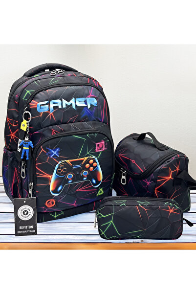 Bevitton Set de 3 ghiozdane pentru băieți - astronaut bleumarin cu model de c...