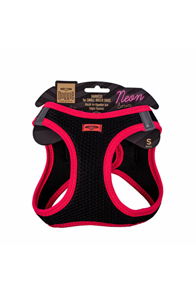 Doggie طوق صدر للكلاب منسوج من النيون باللون الوردي مقاس 32-38 سم