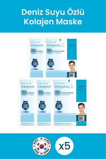 Dermal Firming, Moisturizing, Purifying Aqua Collagen Mask 23Gr 5 Pieces