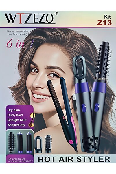 Generic WTZEZO 6-in-1 Hot Air Multi Styler Hair Dryer Brush, Hair Straightene...