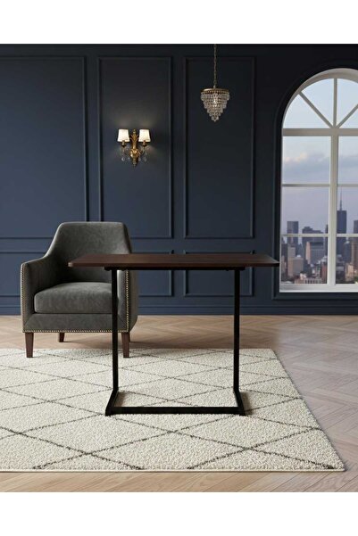 TrentonGCC طاولة جانبية خشبية عصرية 60×35 سم بأرجل معدنية سوداء - طاولة قهوة ...