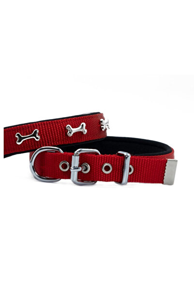 Doggie Comfort Woven Bone Dog Collar Small Red 2x30-35 Cm