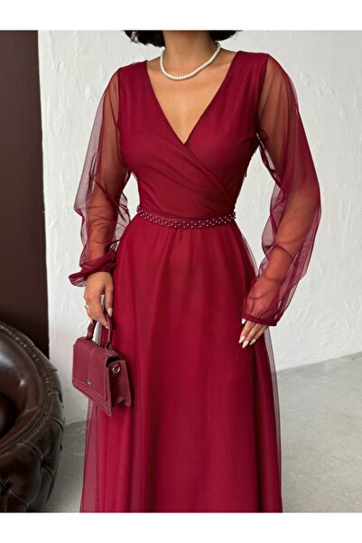 ADAMODA.RO Long tulle dress with waist accessory