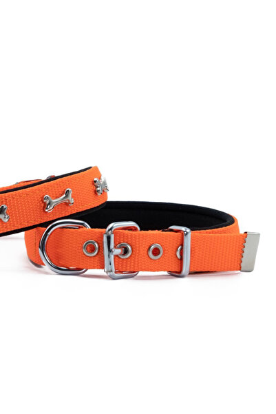 Doggie Comfort Woven Bone Dog Collar Medium Orange 2x35-40 Cm