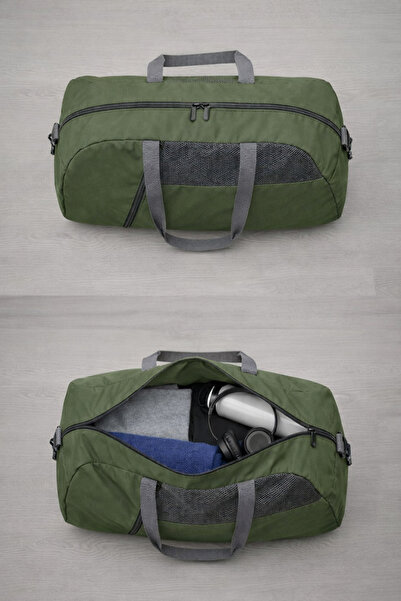 MUCCO Kaff Large Khaki Τσάντα ταξιδιού με μπροστινή τσέπη και ρυθμιζόμενο ιμά...