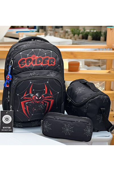 Bevitton Set de 3 modele de caractere, rucsac gri pentru școala primară pentr...