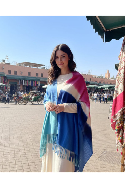 Cashmere KAŞMİR DEGRADE YÜNLÜ OMUZ ŞALI-4