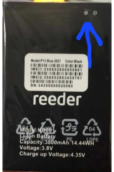 Reeder P13 Blue 2022 -2021 Hb001 Batarya 3800mah