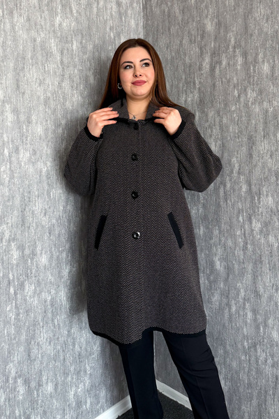 ModaPlaza Cardigan lung tricotat cu model în zig-zag pentru femei