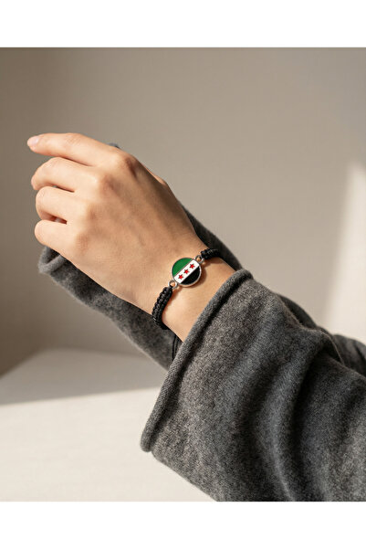 Zaytoon Suriye Yeni Bayrağı Yuvarlak ipli Ayarlanabilir El Bilekliği A300027