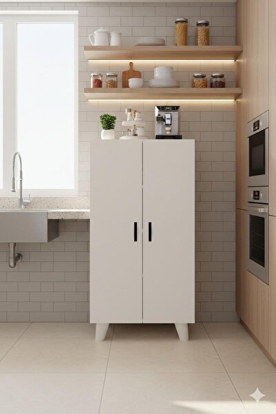 KZY 12r 4 Raflı 2 Kapaklı Çok Amaçlı Dolap Çok Amaçlı Mutfak Dolabı Kiler Dol...