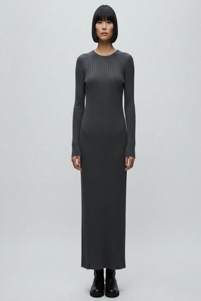 Cockatoo Ribbed Knit Dress with Waist Detail
