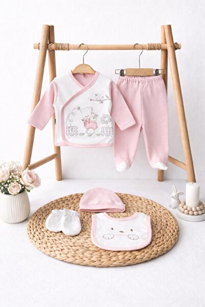 BYS BABY FASHION %100 Pamuk Yenidoğan Kız Bebek 10 Parça Hastane Çıkışı Zıbın...