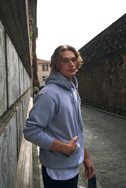 defys Γκρι ανδρικό φούτερ - με κουκούλα και στάμπα