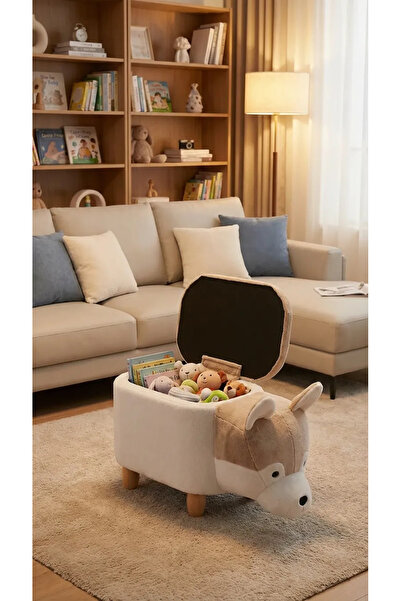 zooturak Sibirya Kurdu Figürlü Sandıklı Puf