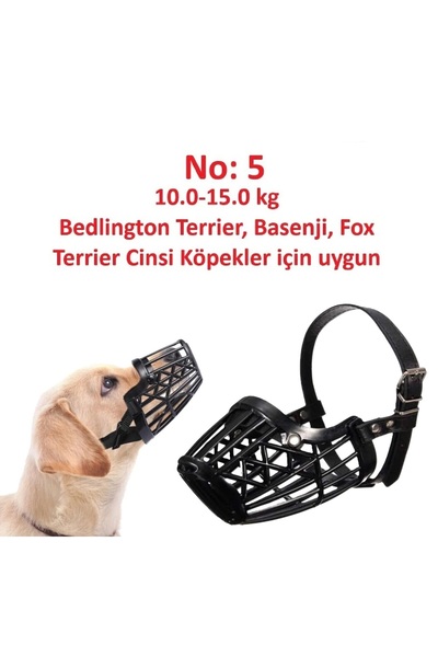BGA Siyah renk köpek ağızlığı No : 5 - Bedlington Terrier, Basenji, Fox Terrier Cinsi Köpekler İçin