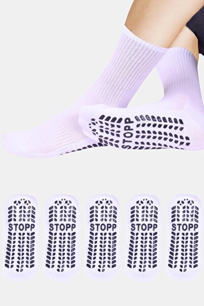 belyy 5 чифта чорапи за пилатес за жени Нехлъзгаща подметка Чорапи за йога, б...