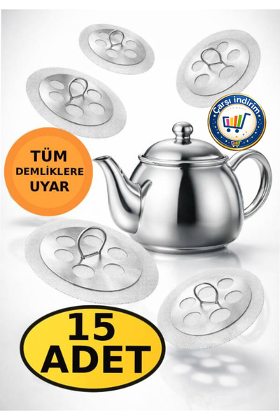 nistabolje 15 Adet Paslanmaz Çelik Çaydanlık İçi Çay Süzgeci Demlik Süzgeç Sö...