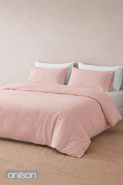 Anılsan Set cuvertură de pilota Camelia King Flat Ranforce - Pudra 100% bumbac