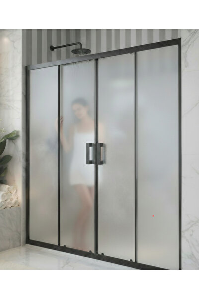 Durul Duşakabin Ön Cephe Siyah 5 mm Buzlu Yükseklik 190 cm