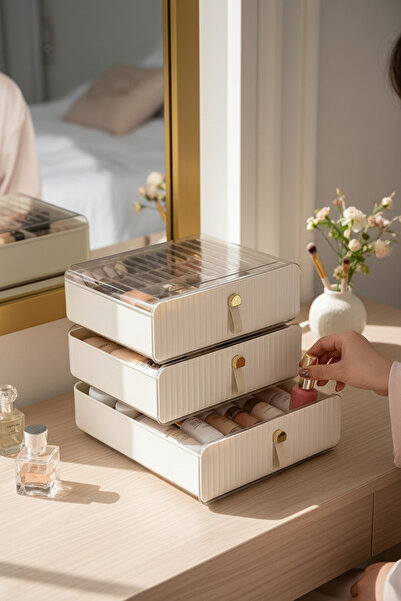 EVSTYLE منظم مكياج المجوهرات مع أدراج/صندوق تنظيم مستحضرات التجميل على سطح ال...