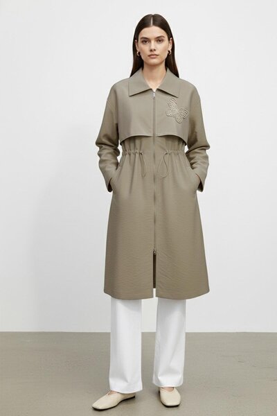 Puane Women's Zippered Waist Drawstring Long Dress-15257 - Mink